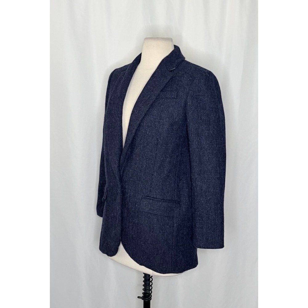 J. CREW Wool Alfie Blazer Navy Blue Herringbone Preppy Academia 4P 4 Petite - Picture 7 of 16